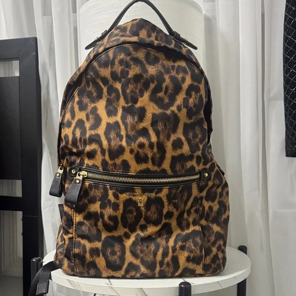 Michael Kors Leopard Print Backpack - Brown & Black - Picture 1 of 3